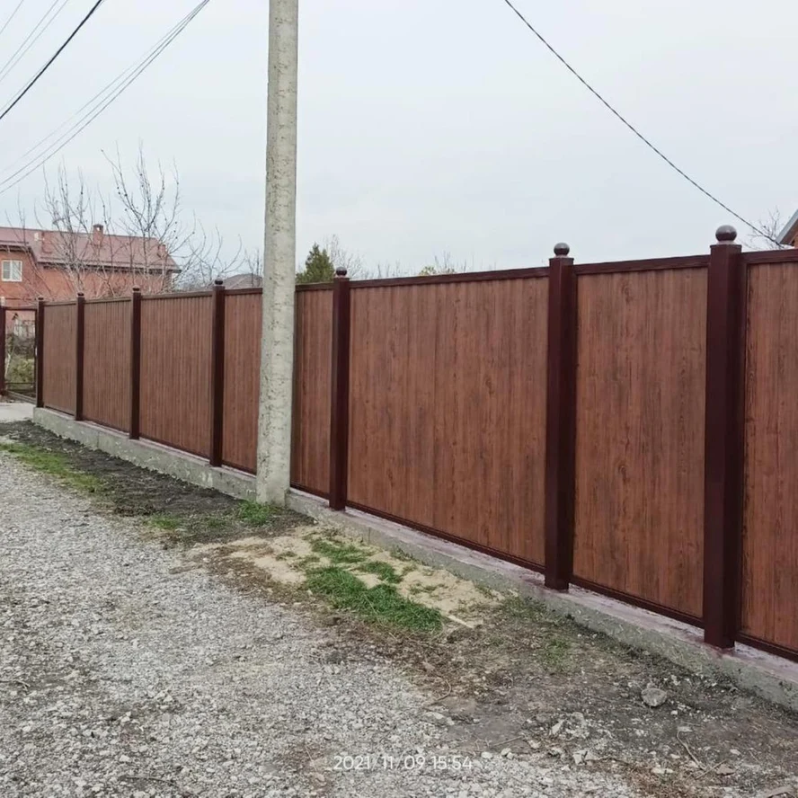 Забор секционный профнастил под дерево